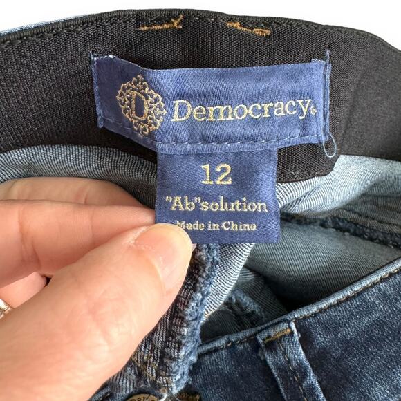 Democracy Ab Solution Elastic Waist Medium Wash Skinny Jeans Women's Size 12 - Picture 7 of 8